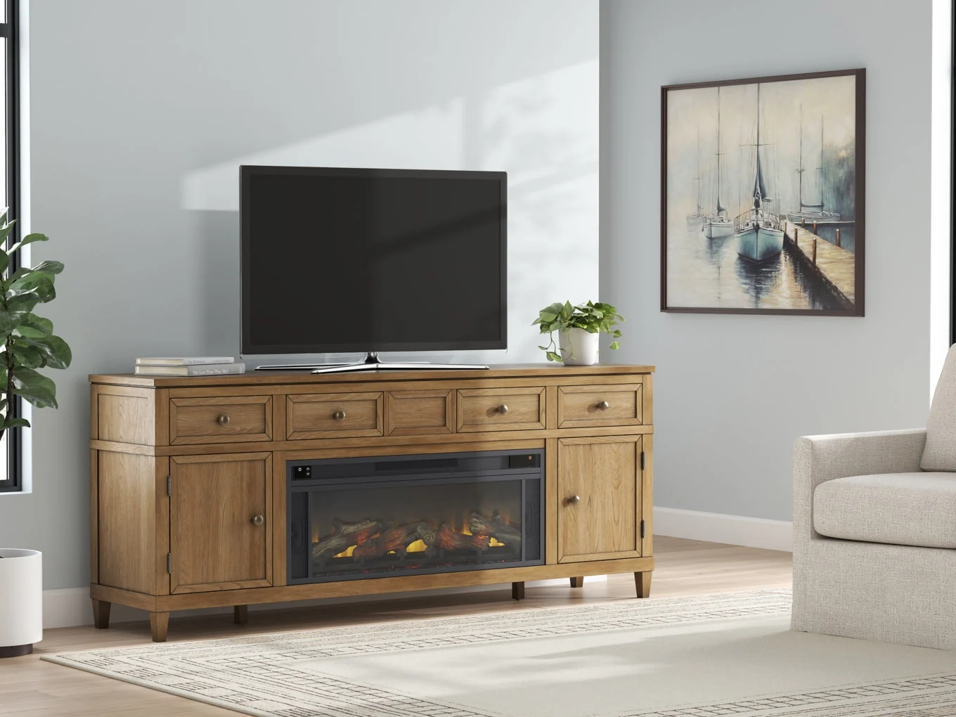 Sharlance 81" TV Stand with Electric Fireplace - Image 2
