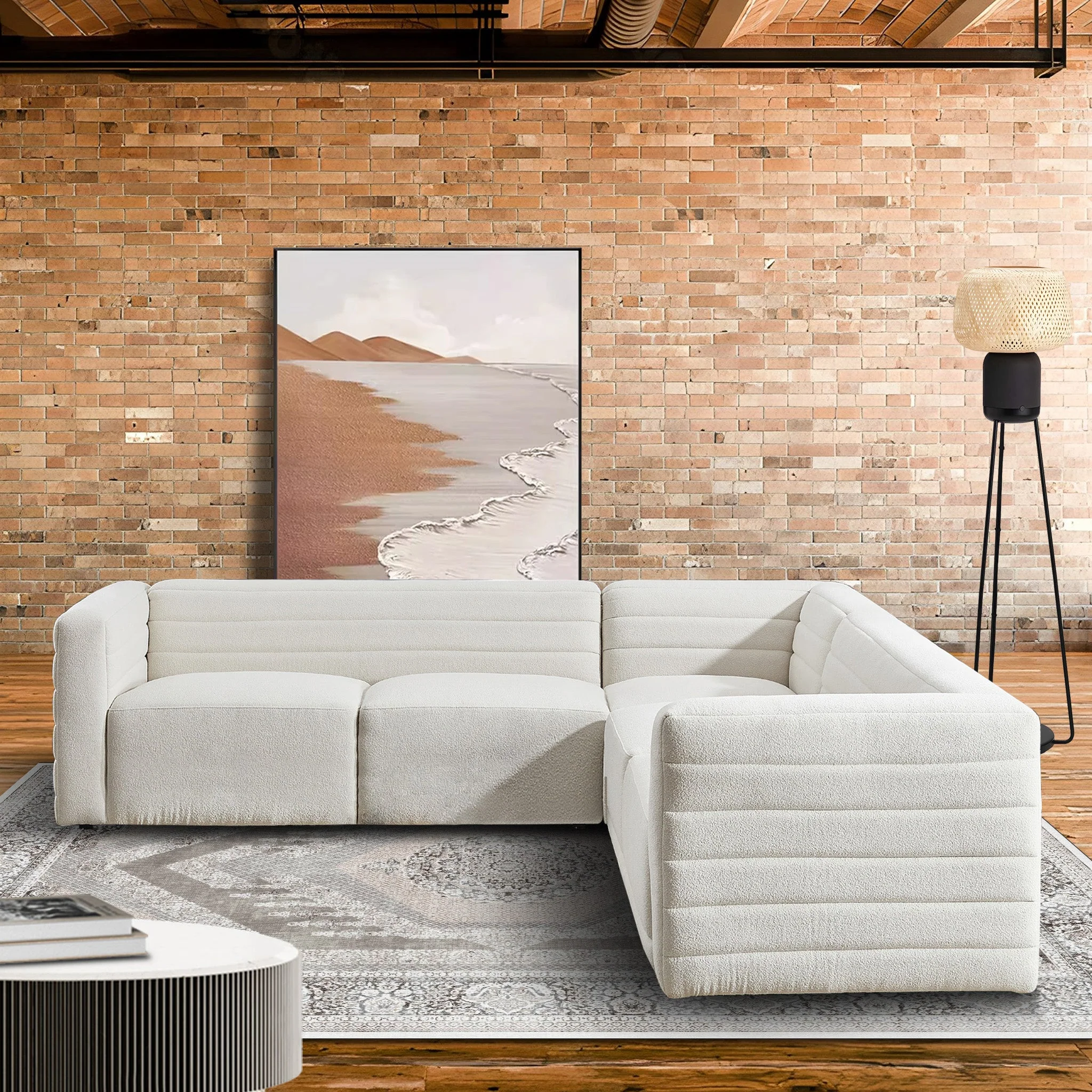 Solo Corner Sectional Sofa - Cream Boucle - Image 2
