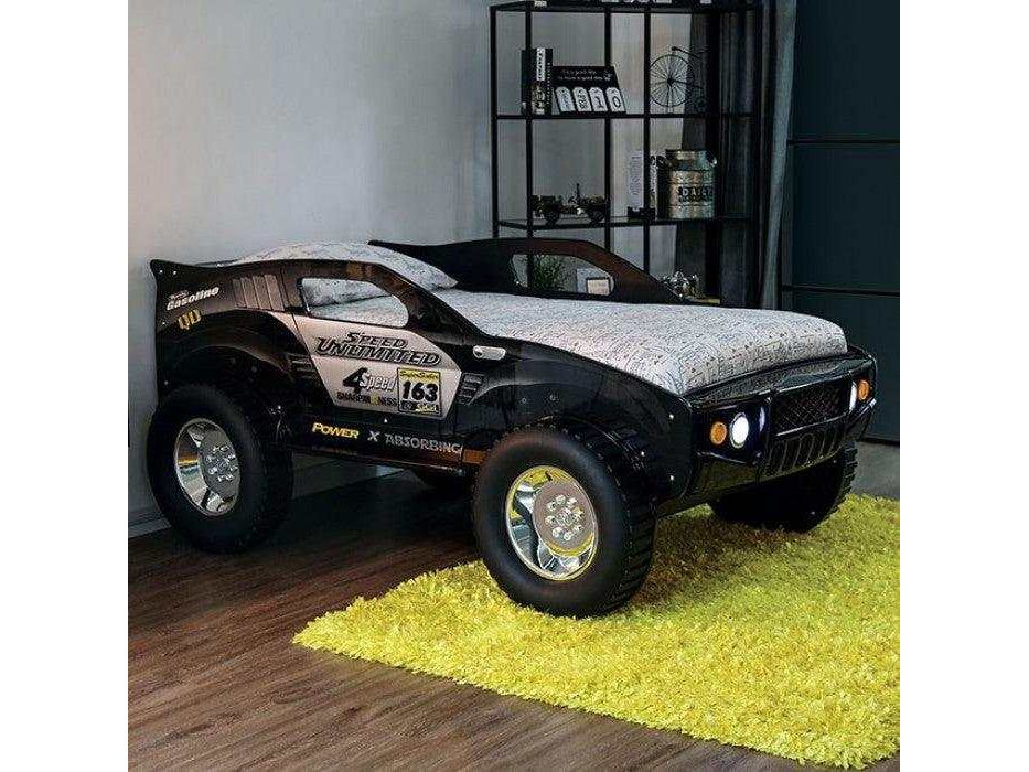 Speed Jump Black Off-Road Twin Car Bed w/ LED Headlights - Image 4