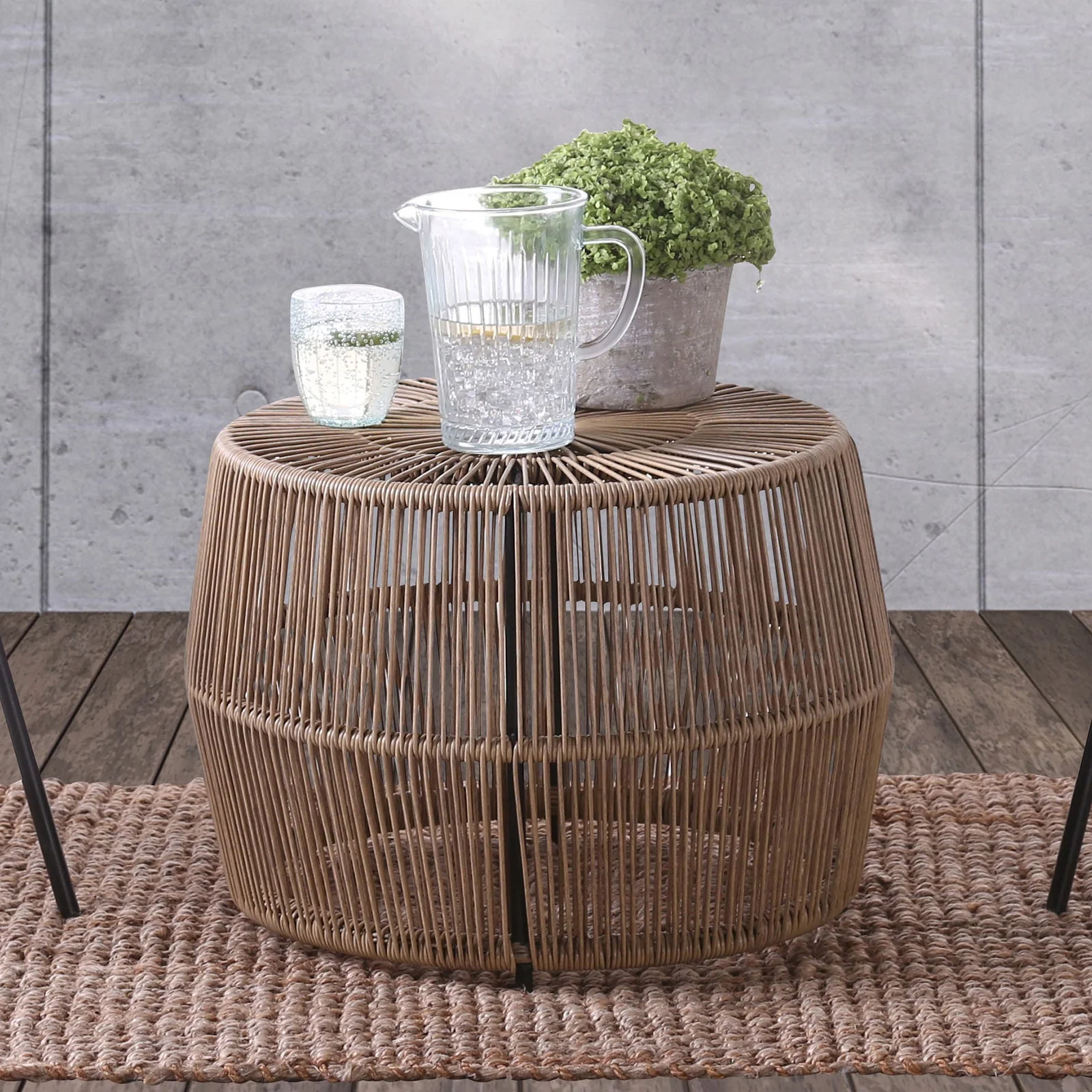 Syna Natural 3 Pc. Patio Conversation Set (Classic Woven Armchairs) - Image 2
