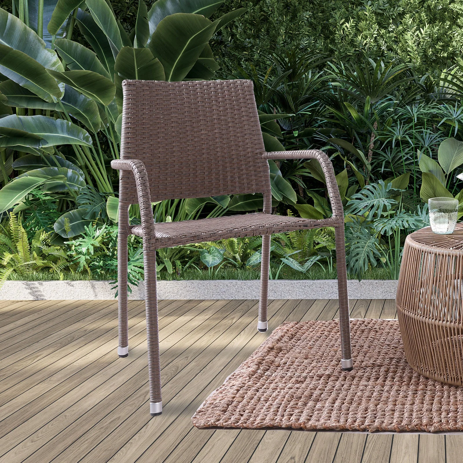 Syna Natural 3 Pc. Patio Conversation Set (Classic Woven Armchairs) - Image 3
