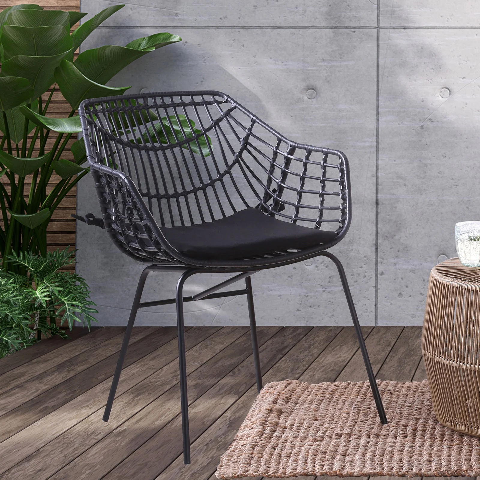 Syna Natural/Black 3 Pc. Patio Conversation Set - Image 3