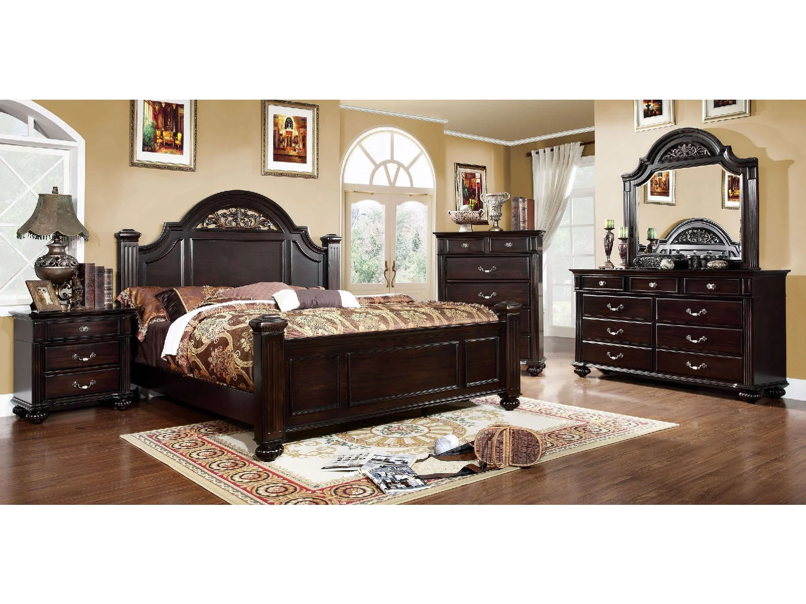 Syracuse Dark Walnut 4 Pc. Queen Bedroom Set