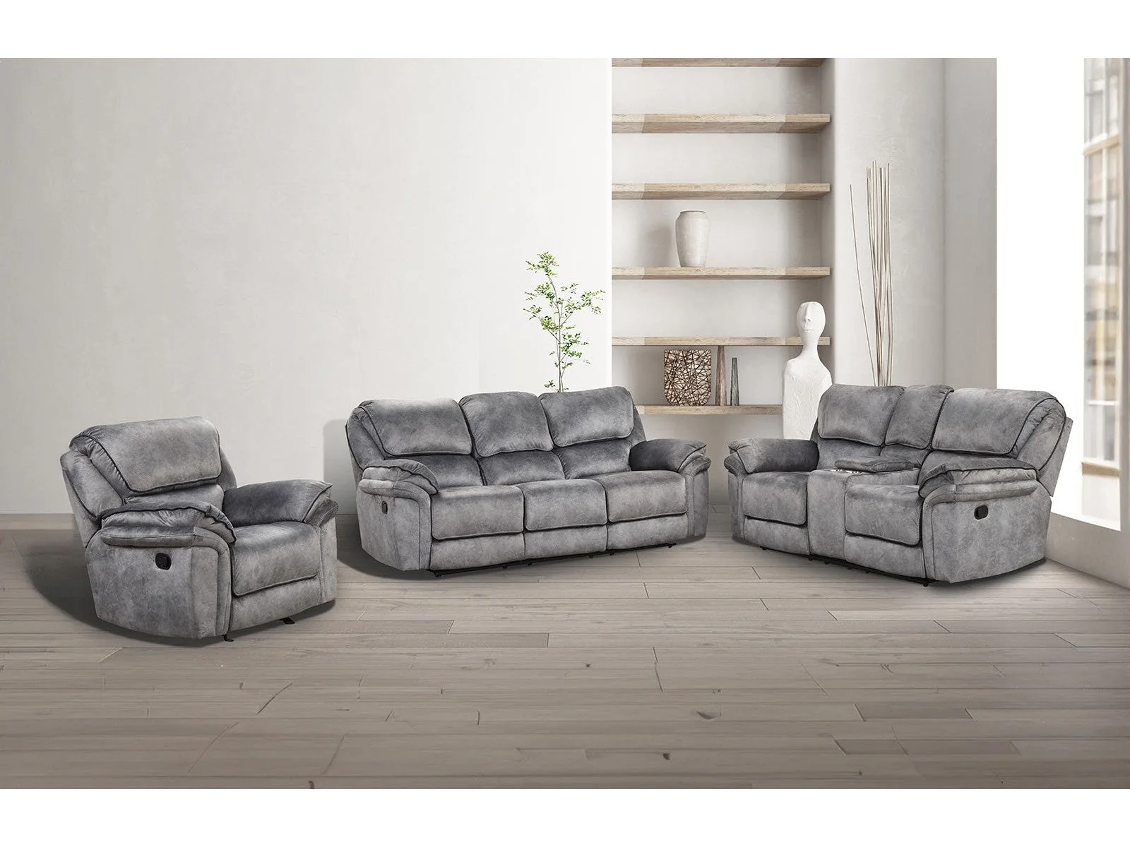 Theola Gray Sofa & Loveseat & Chair