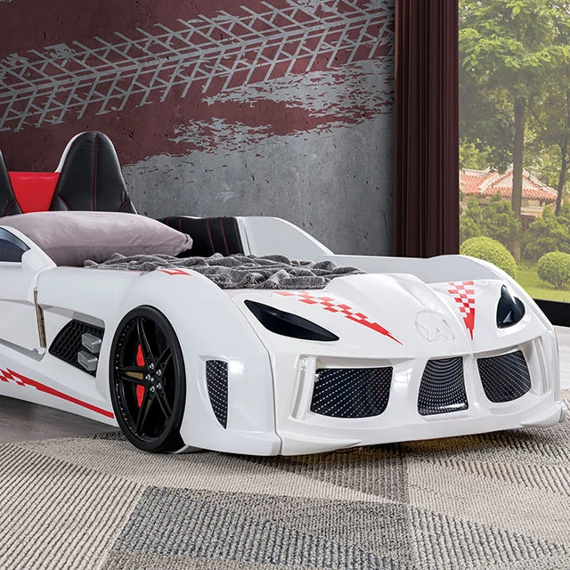 Trackster White Car Bed / Twin - Image 2