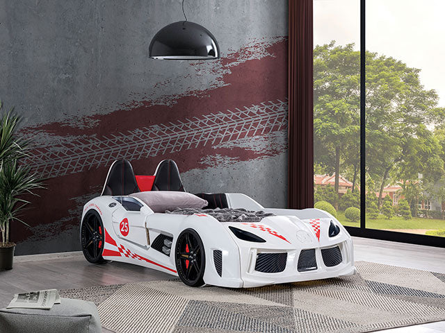 Trackster White Car Bed / Twin - Image 3