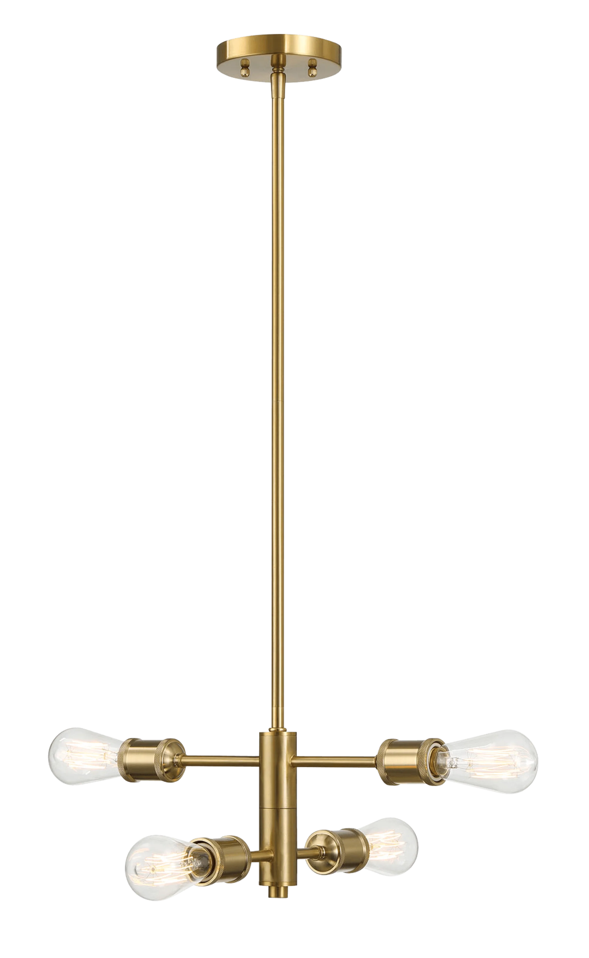 Trellis Four Lights Modern Gold Chandelier Vintage Pendant Fixture for Living Room Dining Kitchen 15"W × 6.75"H - Image 3