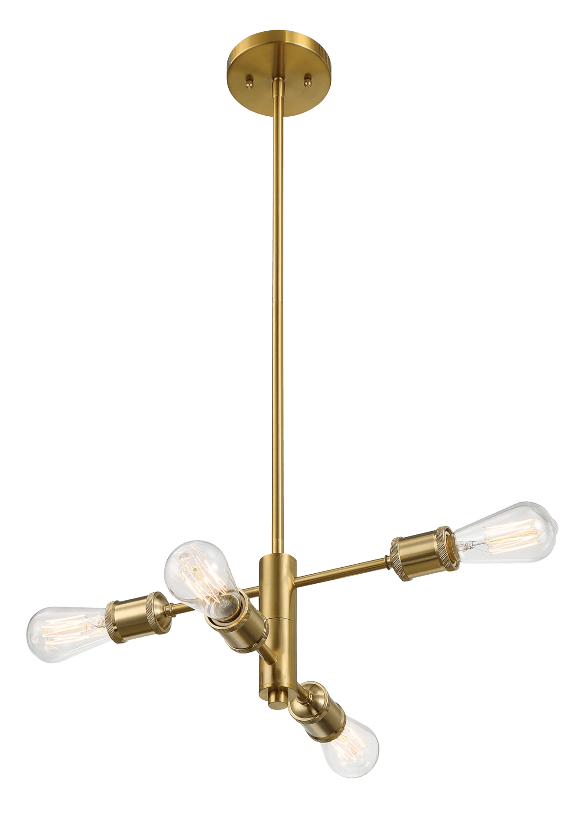 Trellis Four Lights Modern Gold Chandelier Vintage Pendant Fixture for Living Room Dining Kitchen 15"W × 6.75"H - Image 5