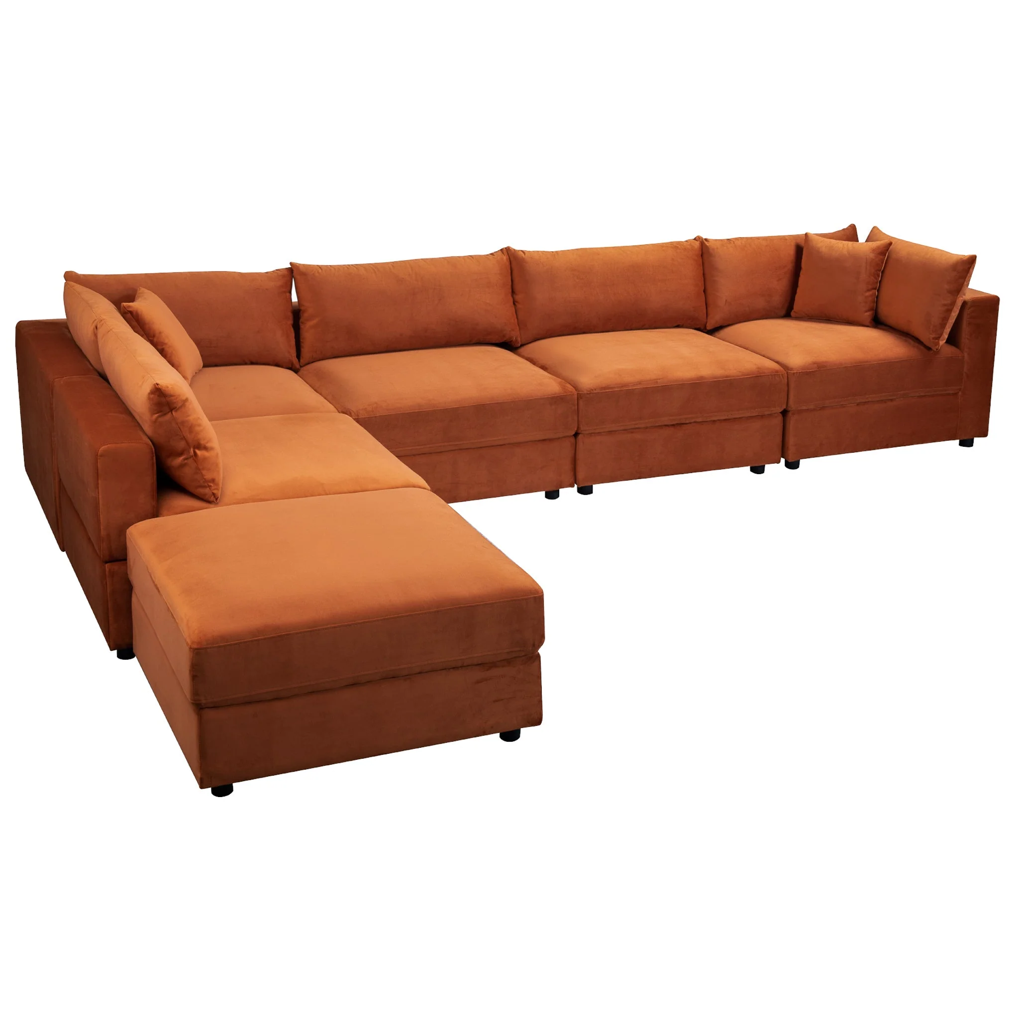 Uptown Burnt Orange Velvet Modular Sofa - Image 3