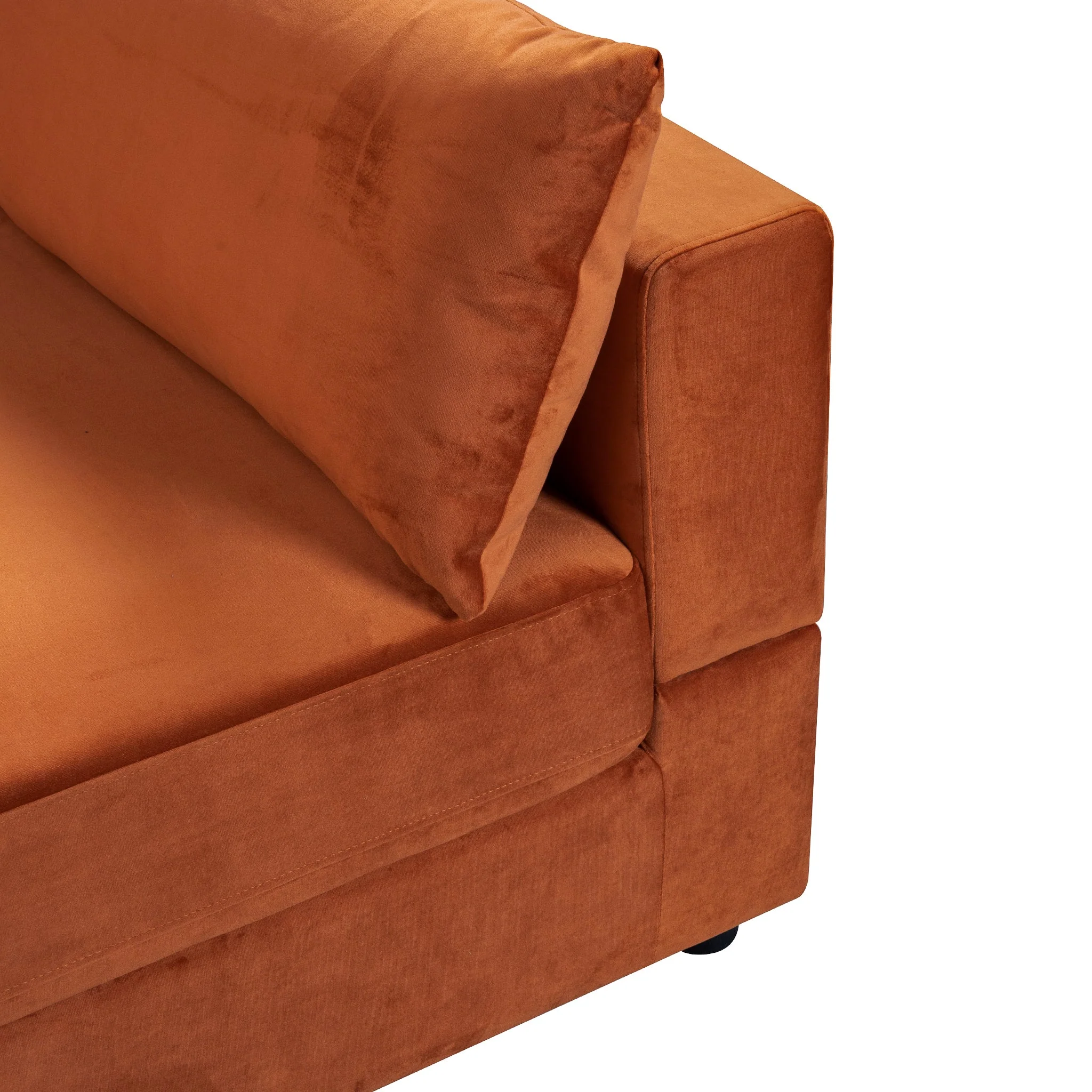 Uptown Burnt Orange Velvet Modular Sofa - Image 5
