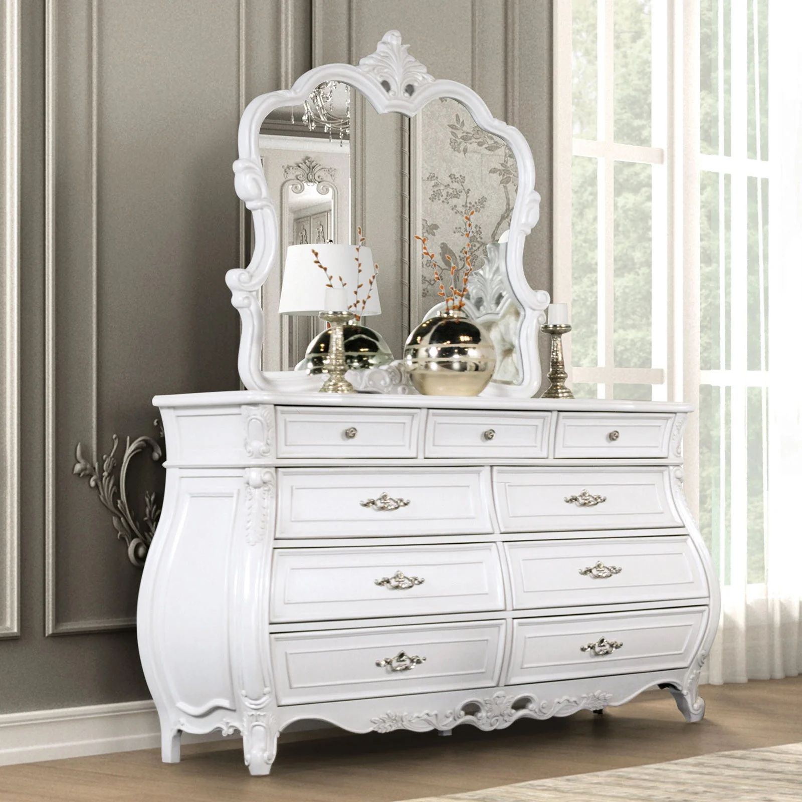 Valentini White 4 Pc. Queen Bedroom Set - Image 5
