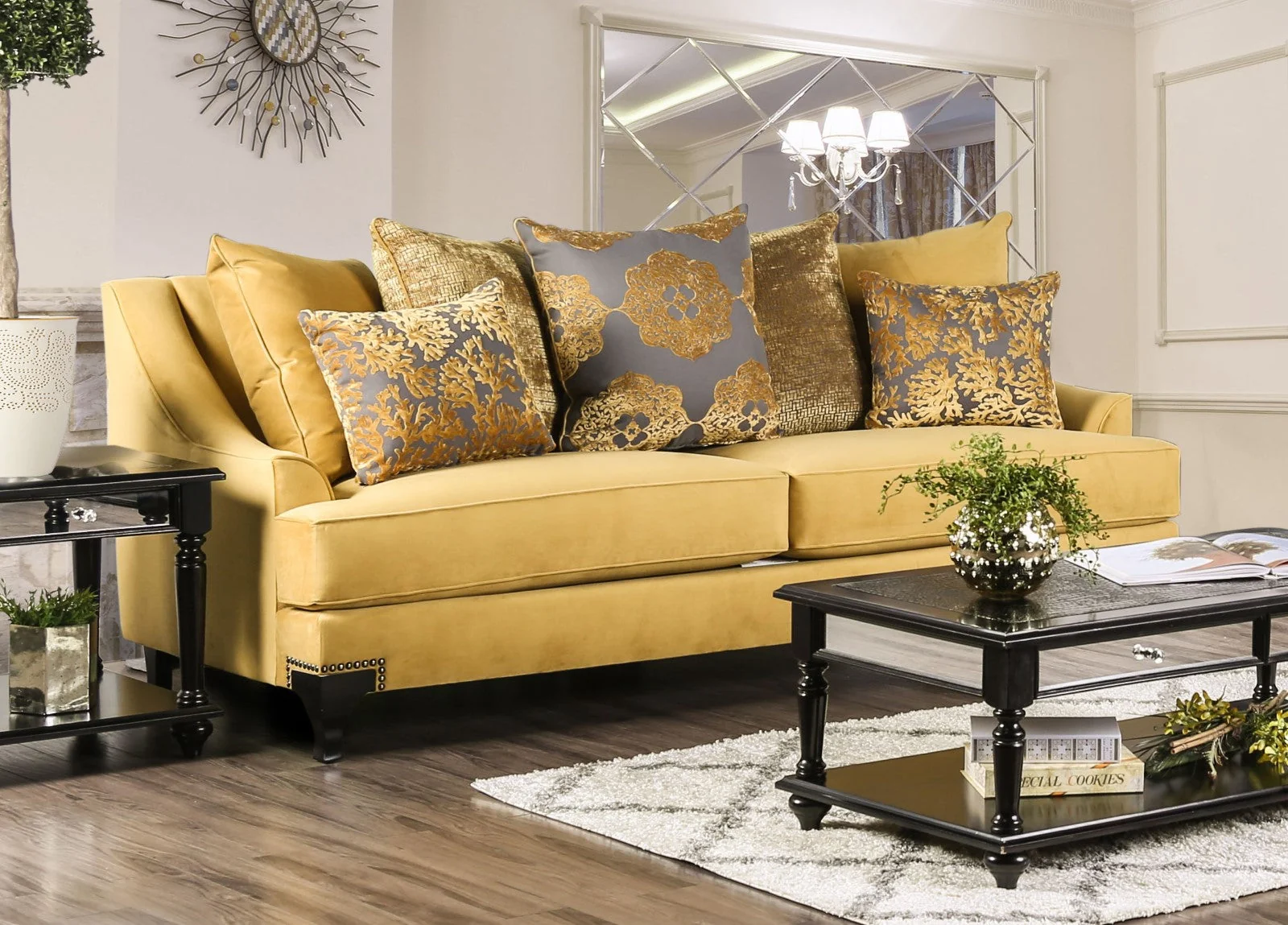 Viscontti Gold/Gray Sofa & Loveseat - Image 2